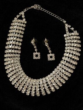 Crystal Wide Choker Set with Earrings